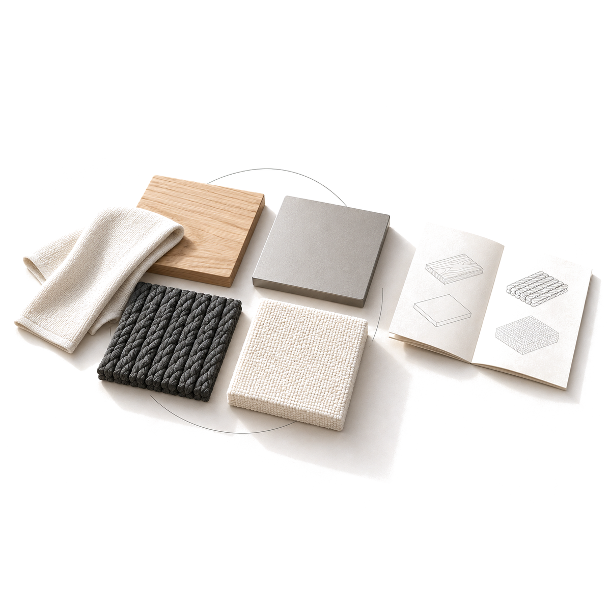 Care begins with identifying the material and finish · concept illustration