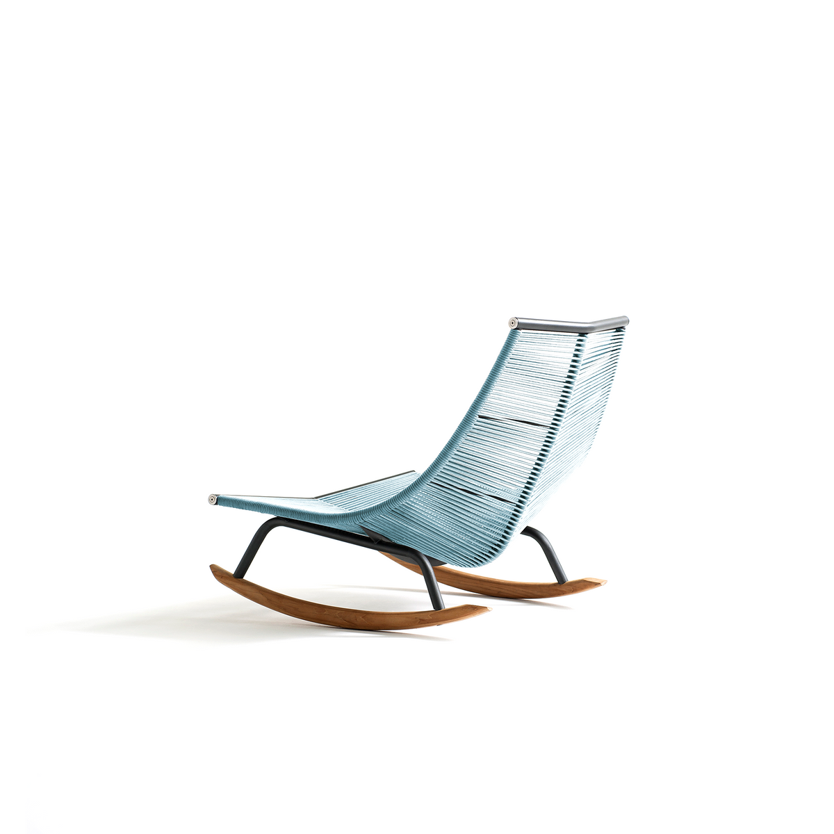 Roda Laze Rocking Chair, cord rocking chair in powder coated stainless steel