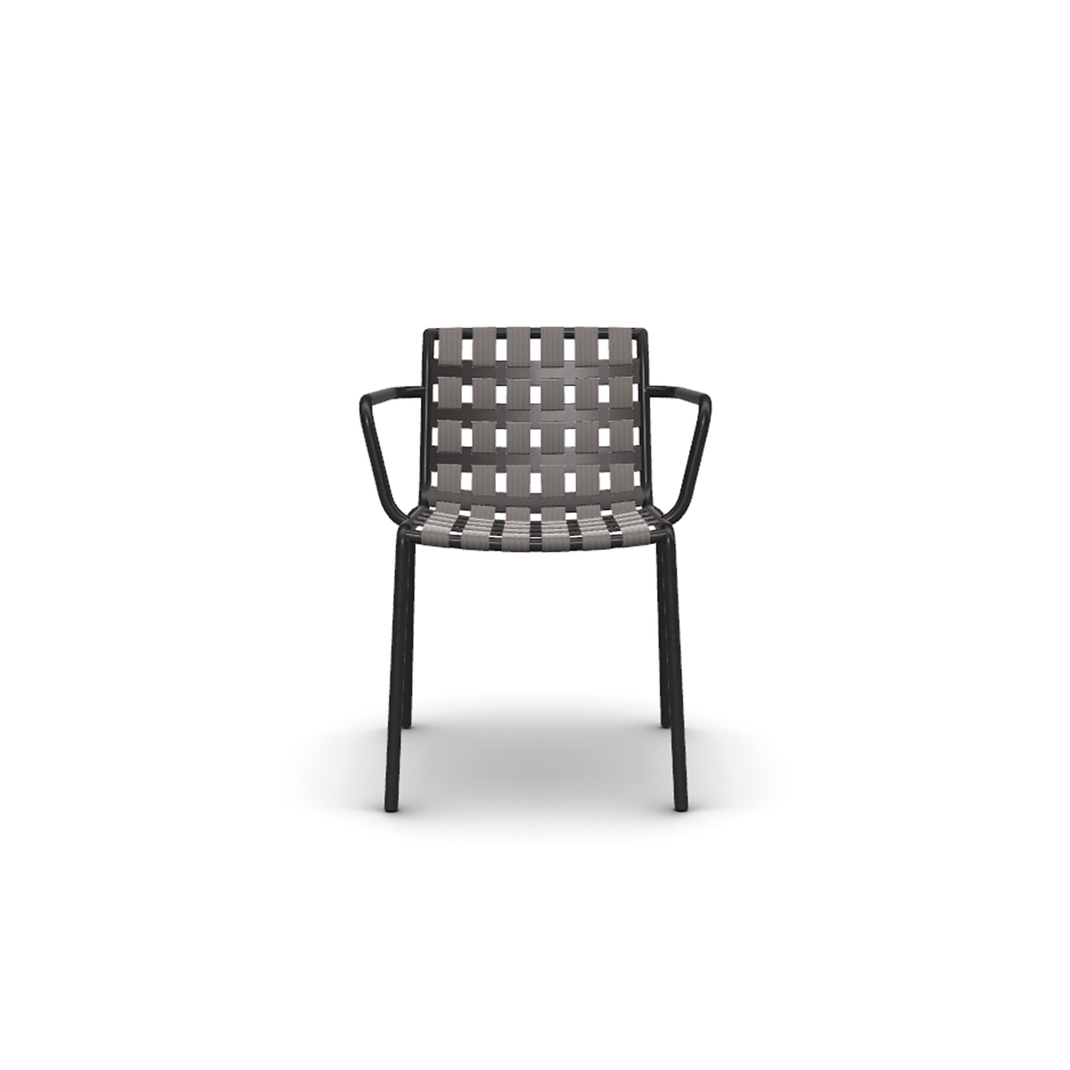 Roda Erice Dining Armchair, stackable aluminium dining armchair woven with belts