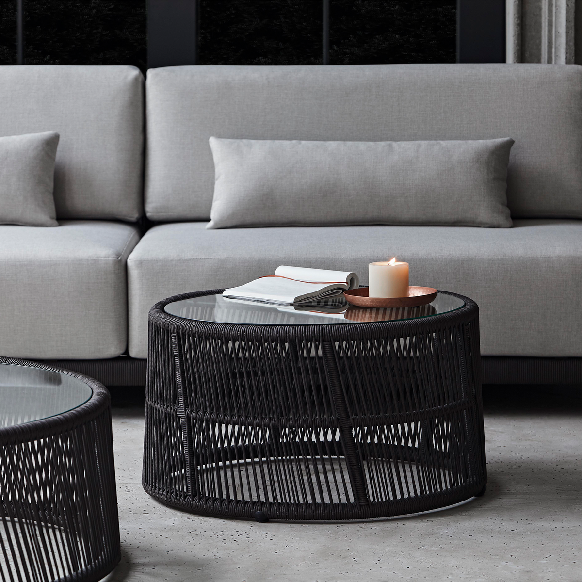Cuff Side Table with Glass Top 66 dia x 36 cm