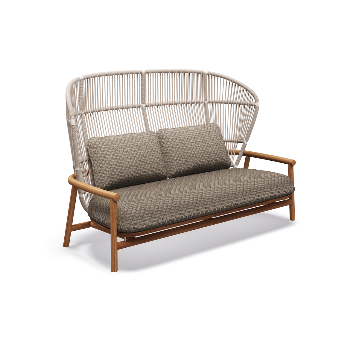 Fern Teak High Back 2 Seater Sofa