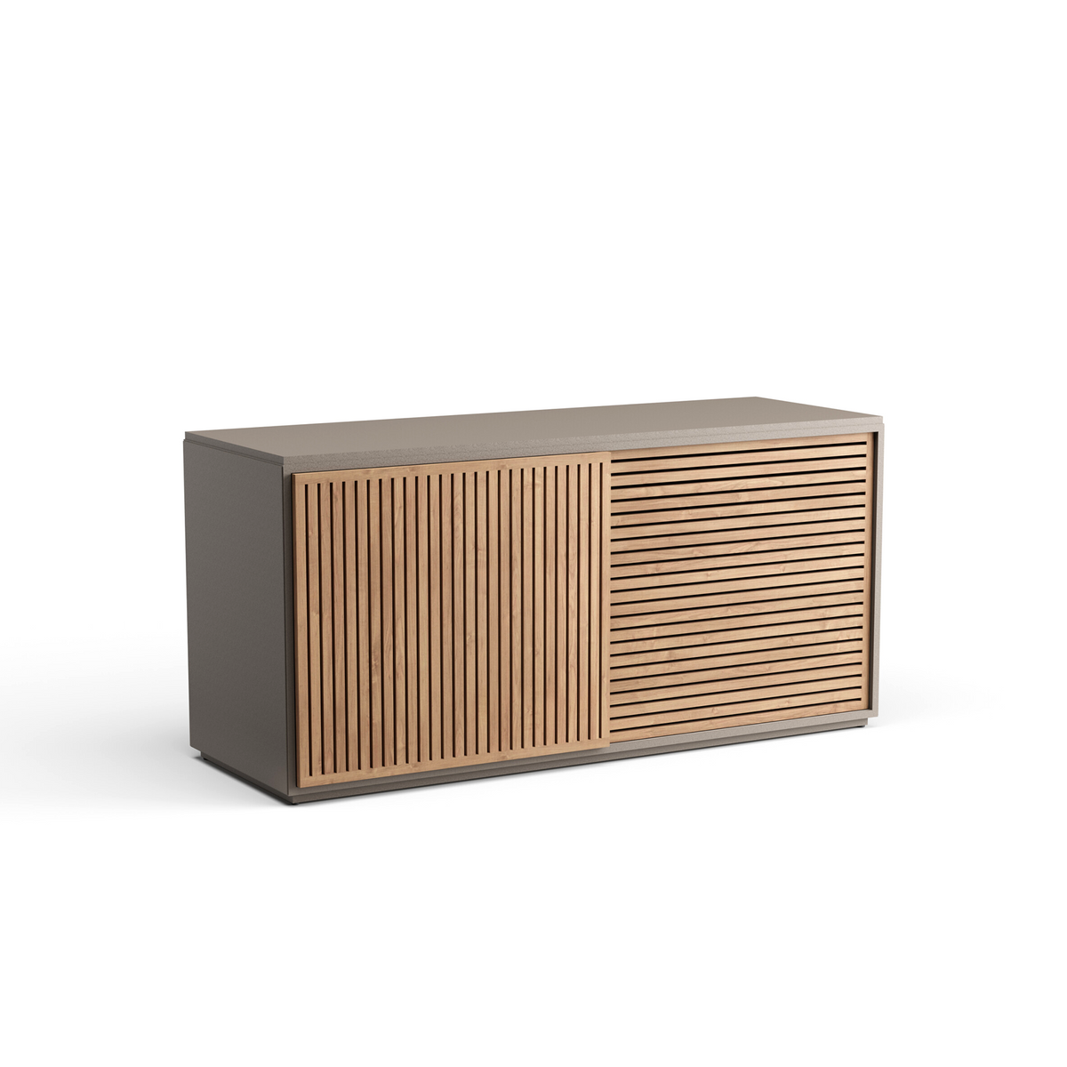 Savoy High Credenza Aluminium Top Teak Doors 181 x 64 x 87 cm