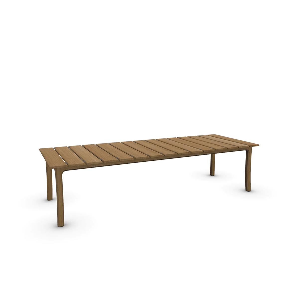 Roda Teseo Dining Table 303 x 110 x 76 cm, teak outdoor dining table with recycled cord detailing