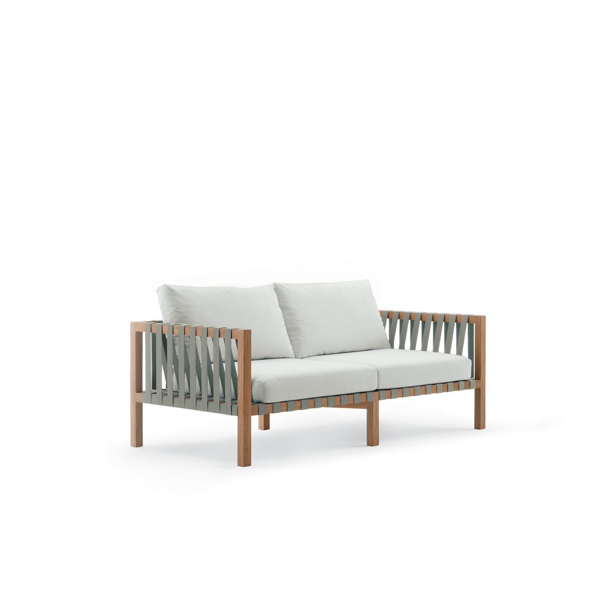 Roda Mistral 2 Seater Sofa 102, teak 2 seater sofa with woven belts