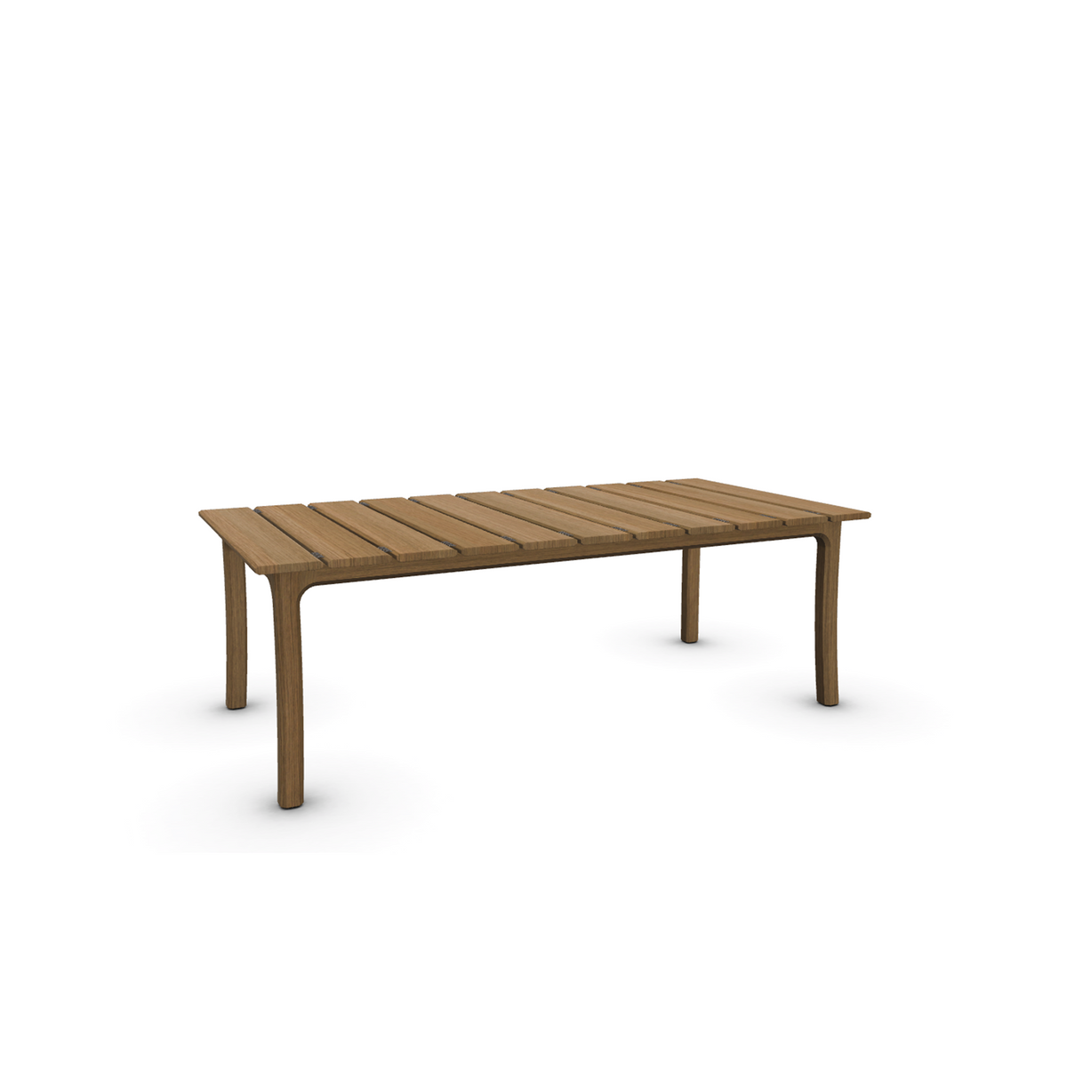 Roda Teseo Dining Table 222 x 110 x 76 cm, teak outdoor dining table with recycled cord detailing