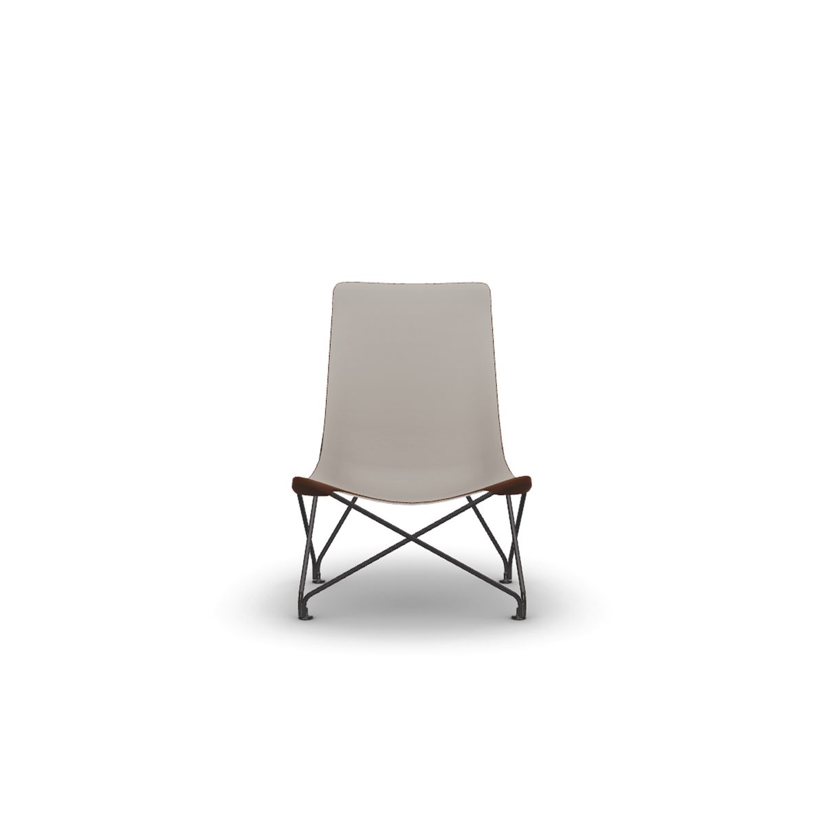Roda Lawrence Lounge Chair, canvas and stainless steel lounge chair with leather corner pockets