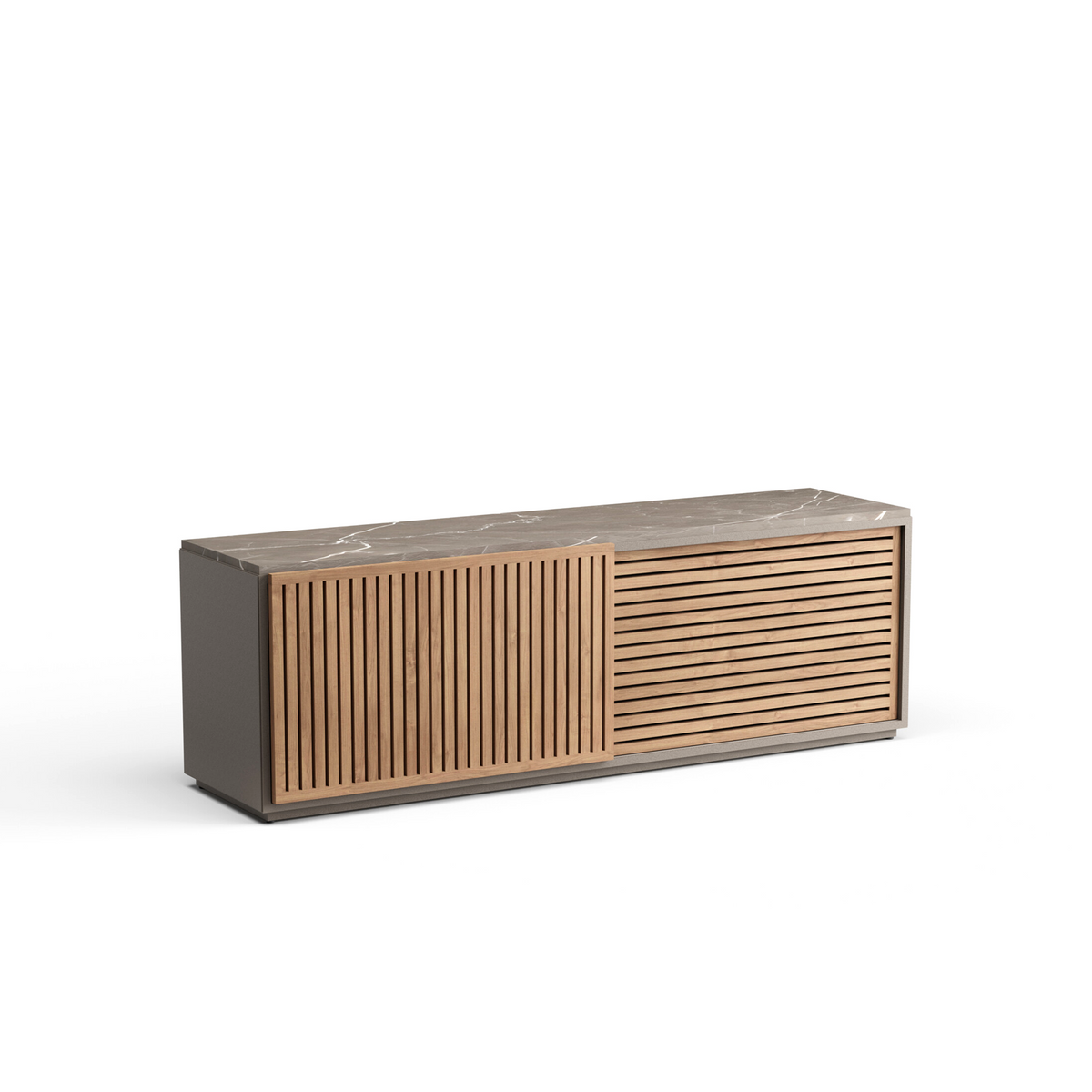 Savoy Low Credenza Stone Top Teak Doors  181 x 47 x 60 cm