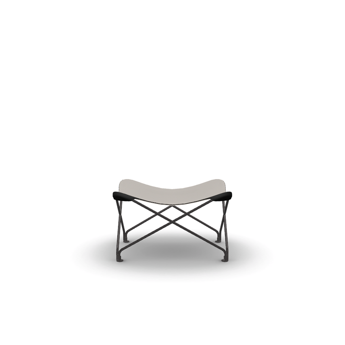 Roda Lawrence Footstool, canvas and stainless steel footstool with leather corner pockets