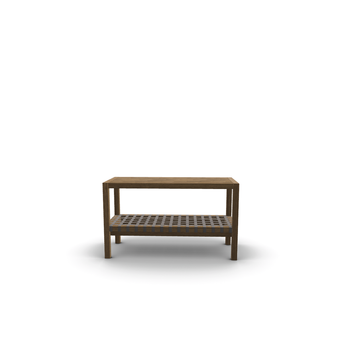 Roda Network Console in teak with woven belts