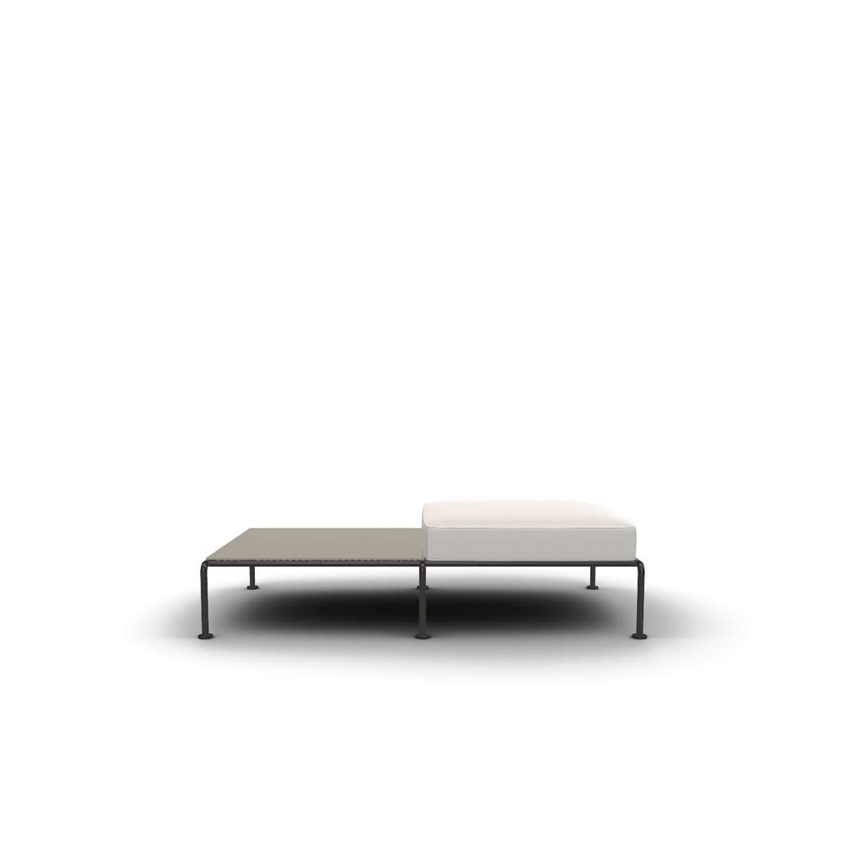 Roda Stresa Double Pouf Coffee Table, aluminium outdoor pouf and coffee table with gres top and seat cushion