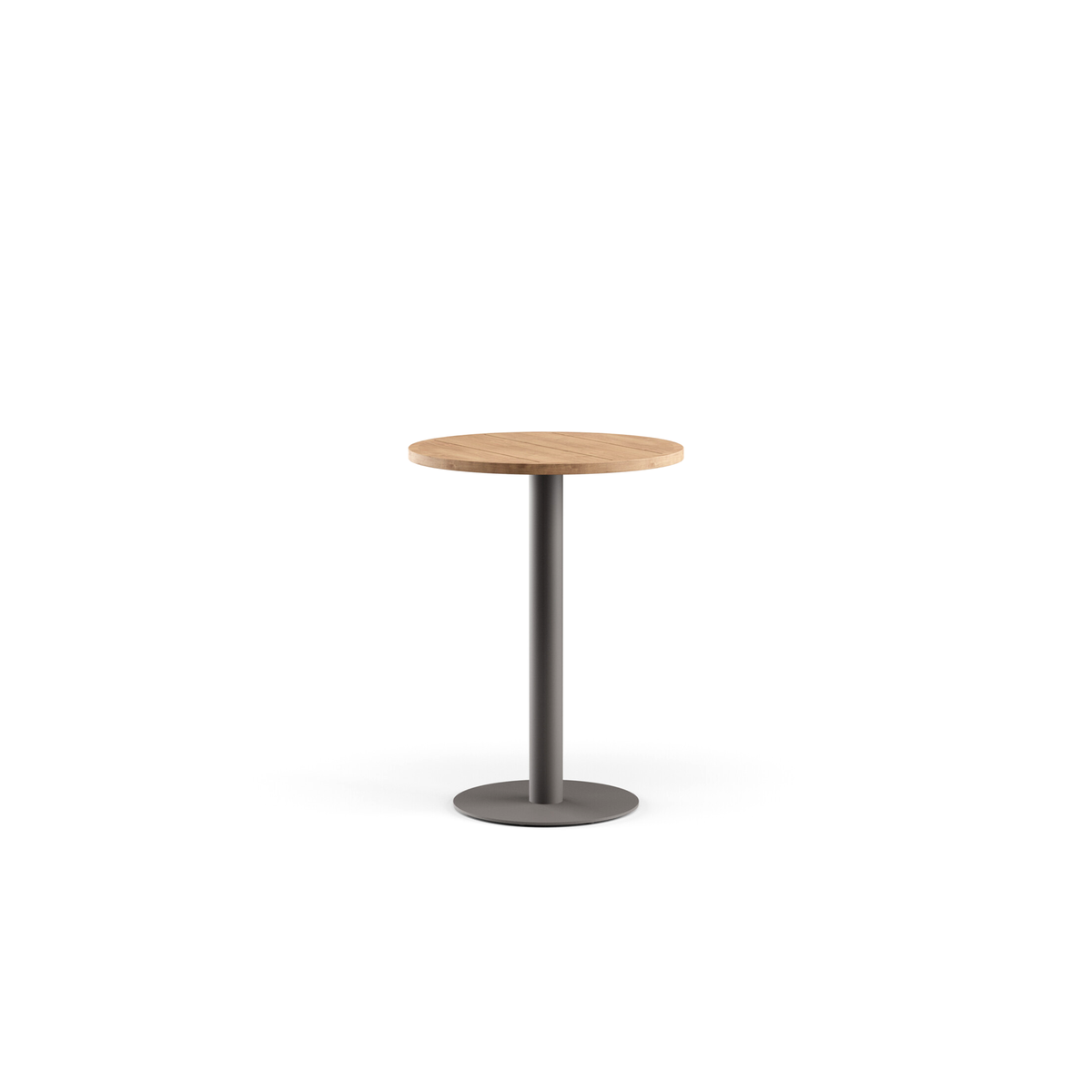 Greenwich Bar Table Pedestal Base Teak Top 80 dia 107 cm