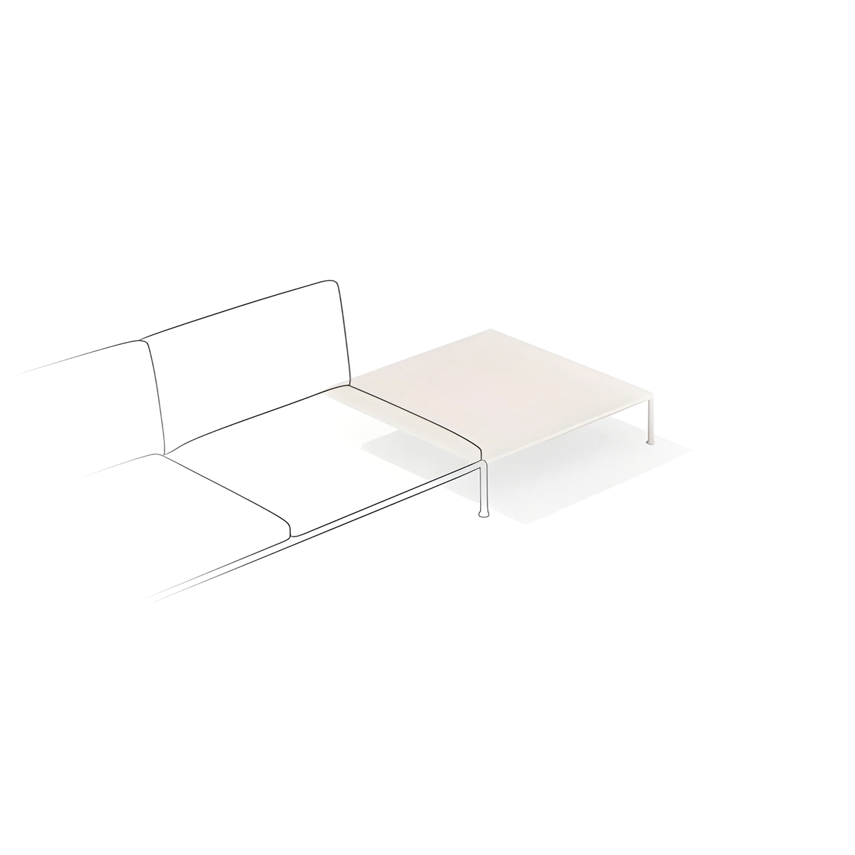 Roe Modular Table with Two Legs 96 x 96 x 20 cm (R1T2A)