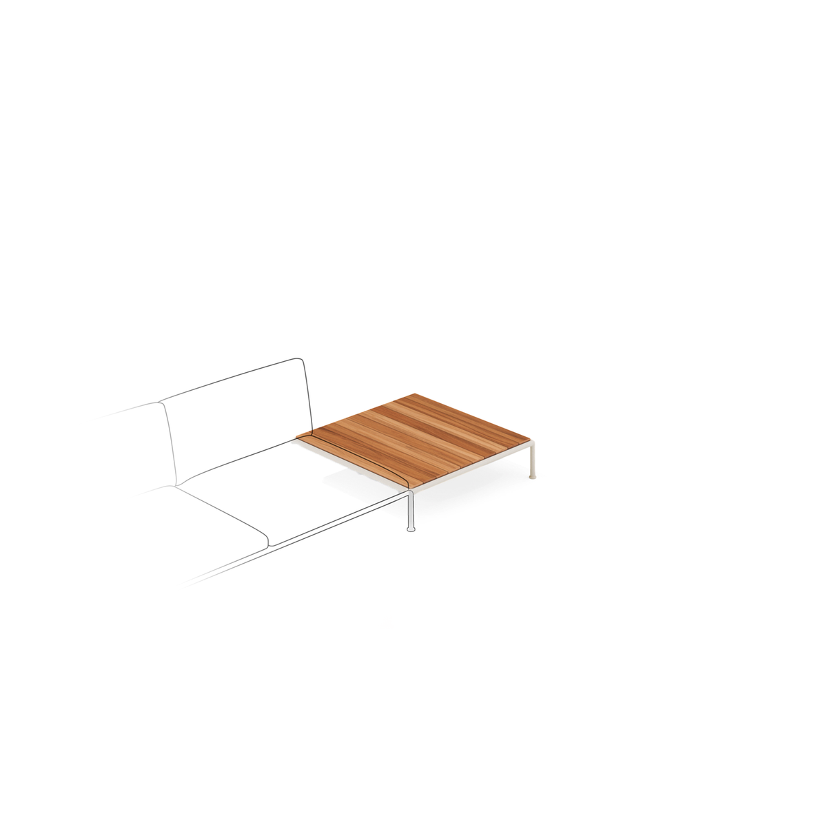 Roe Modular Table with Two Legs in Teak Top 96 x 96 x 22 cm (R1T2L)