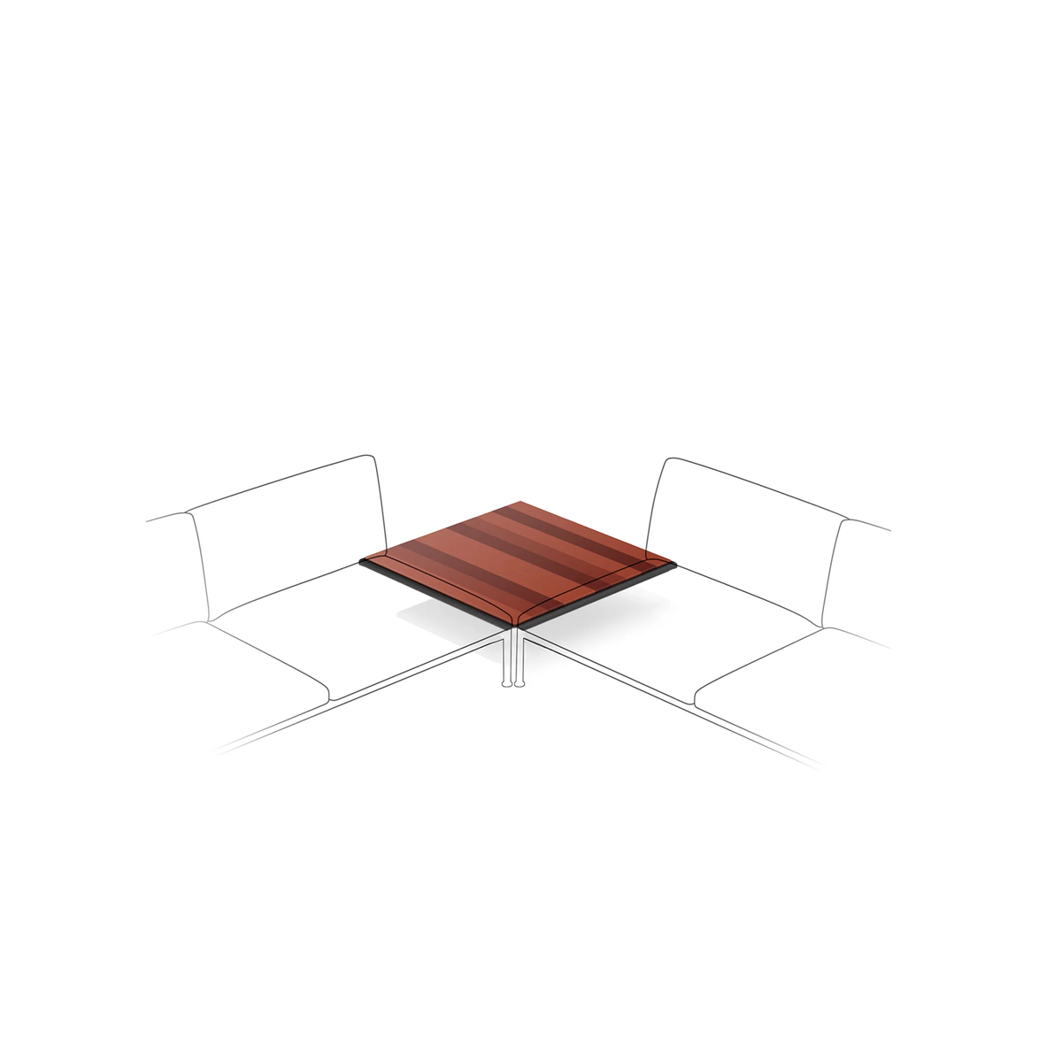 Roe Modular Table with One Leg in Lava Stone Top 96 x 96 x 21 cm (R1T1P)