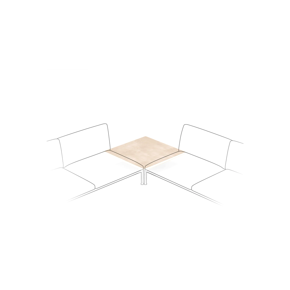 Roe Modular Table with One Leg in Porcelain Stoneware Top 96 x 96 x 20 cm (R1T1G)