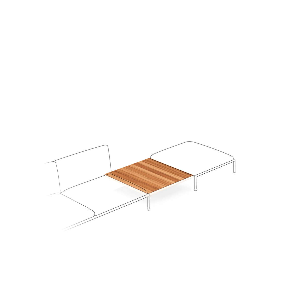 Roe Modular Table without Legs in Teak Top 96 x 96 x 22 (R1T3L)