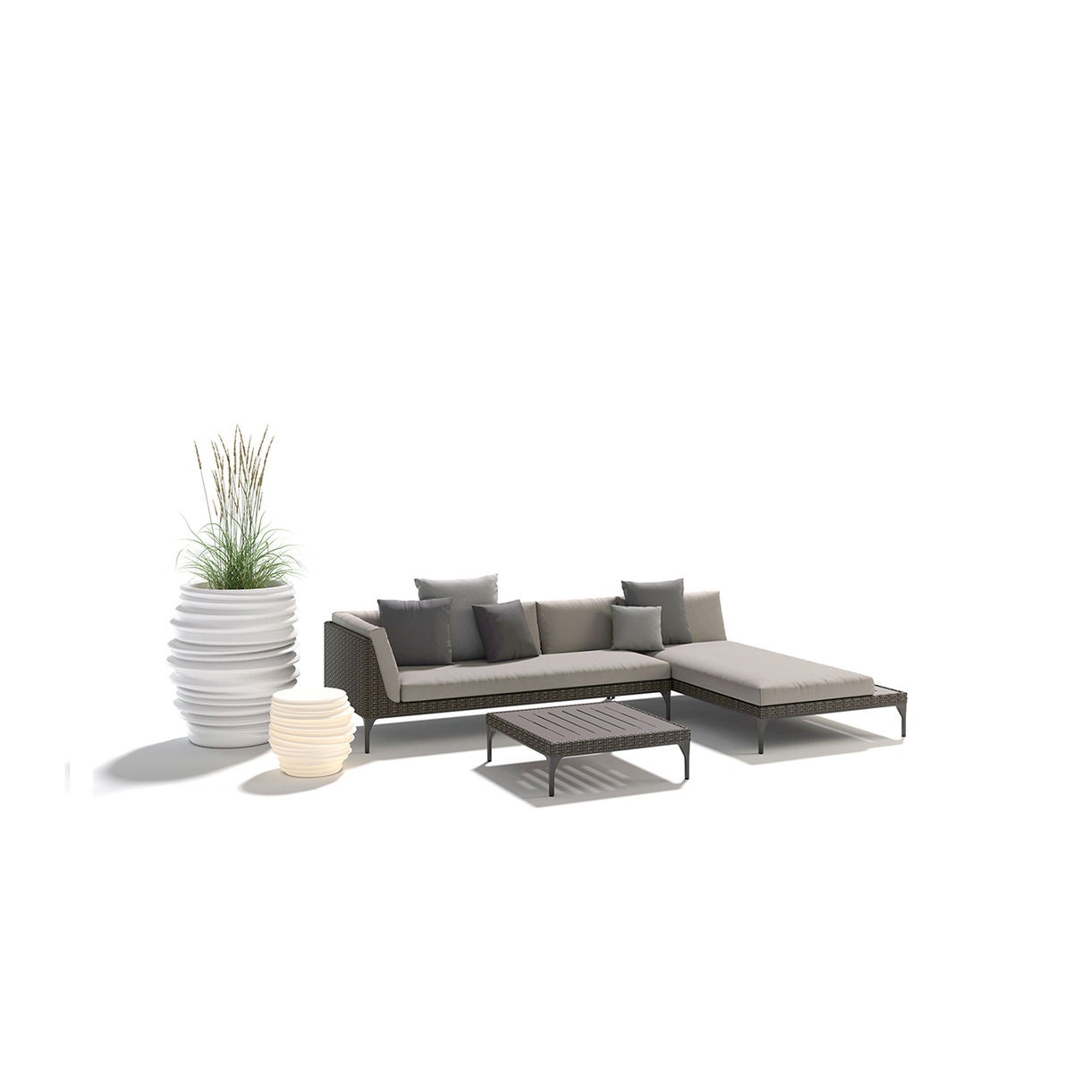 Babylon Stool / Side Table PE with Light 45 dia x 45 cm