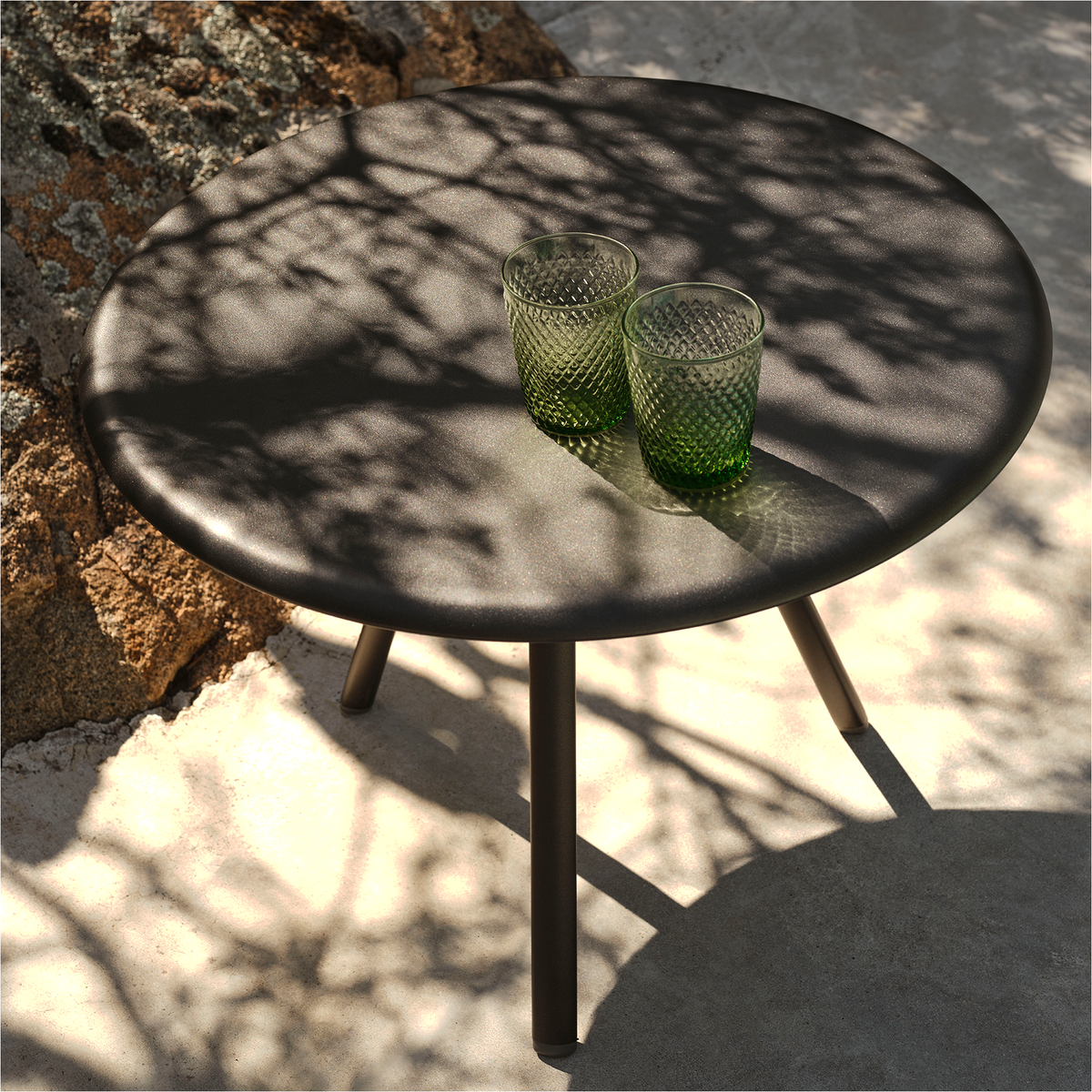Zebra Side Table with Speckled Aluminium Top 62 dia x 45 cm (420S)