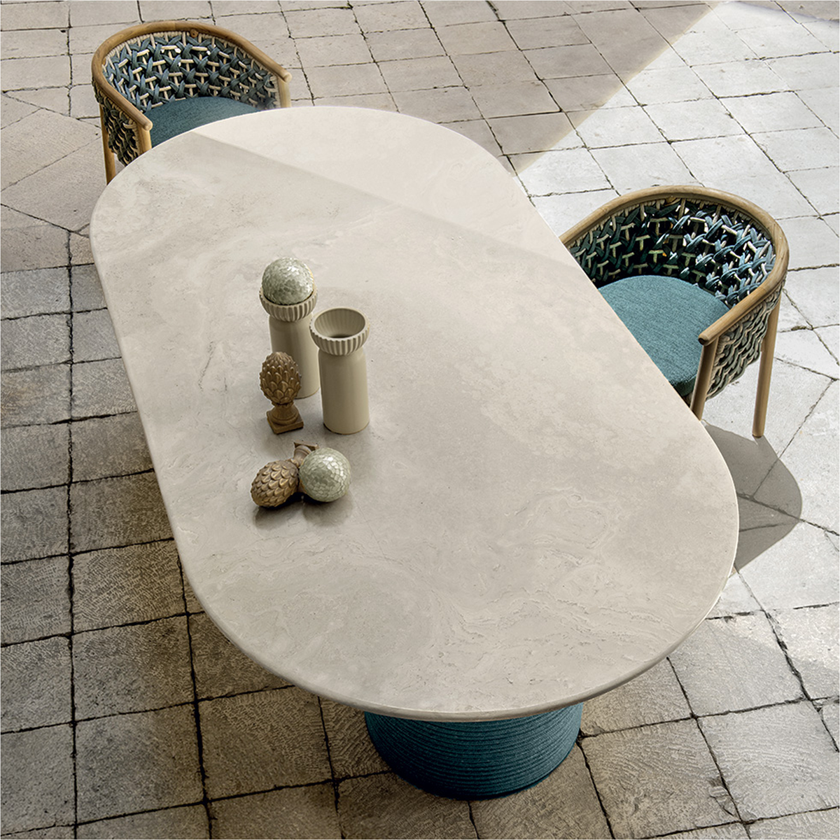 Patio Dining Table with Stone Top 240 x 120 x 72 cm