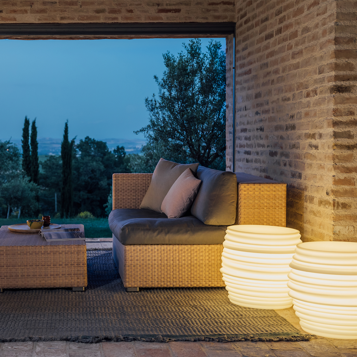Babylon Stool / Side Table PE with Light 45 dia x 45 cm