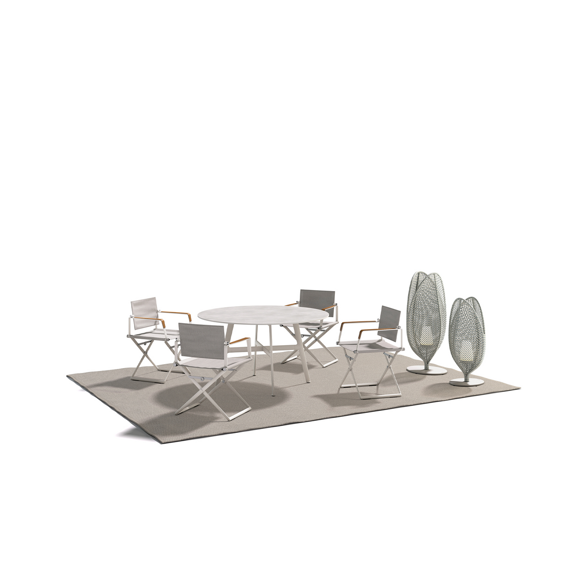 Seax Dining Table With Teak Top 140 dia x 74 cm