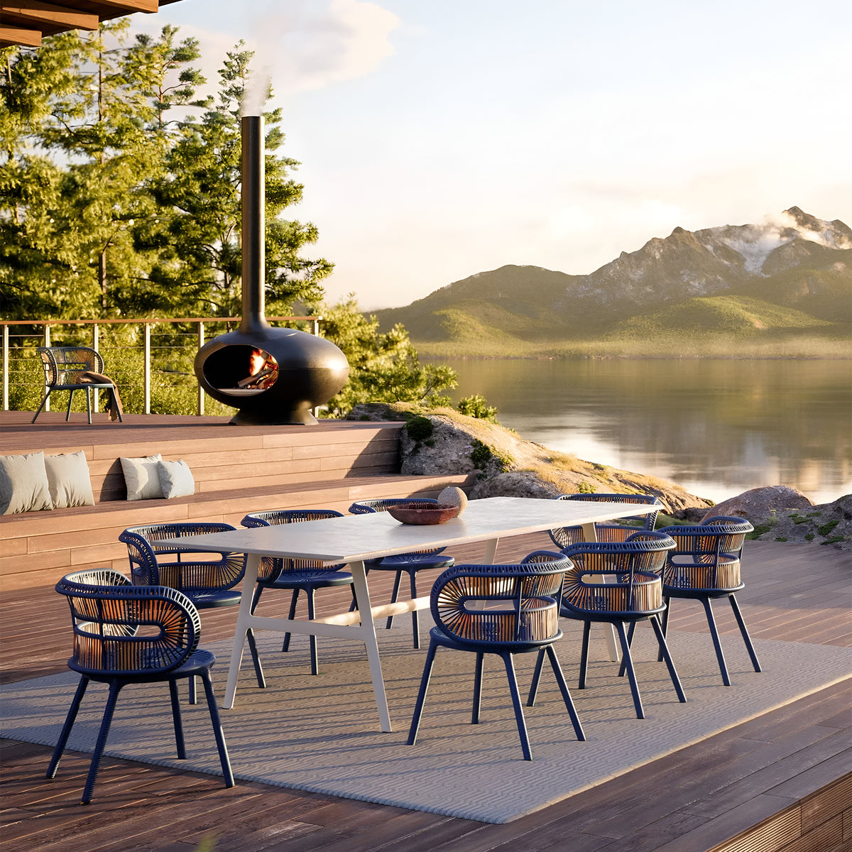 Seax Dining Table With Teak Top 280 x 100 x 74 cm