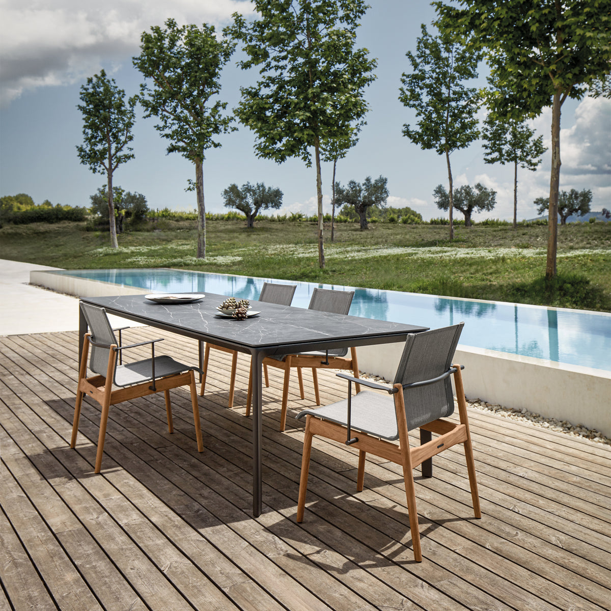 Sway Teak Stacking Dining Chair with Arms