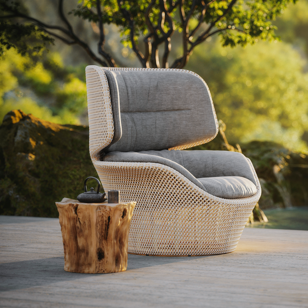 Seashell Grand Wing Chair With Full Cushion