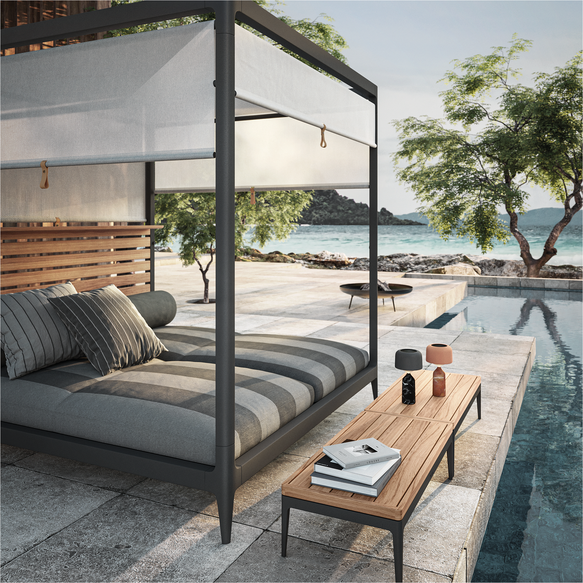 Grid Cabana Coffee Table Teak 103 x 50 x 30 cm