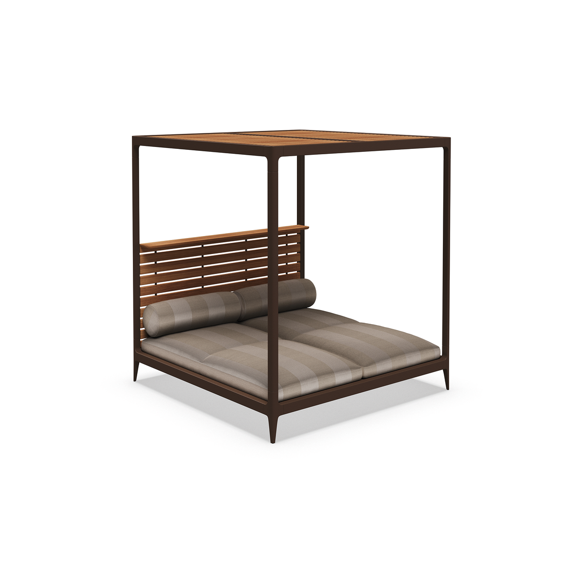 Grid Cabana Daybed with Teak Back & Roof