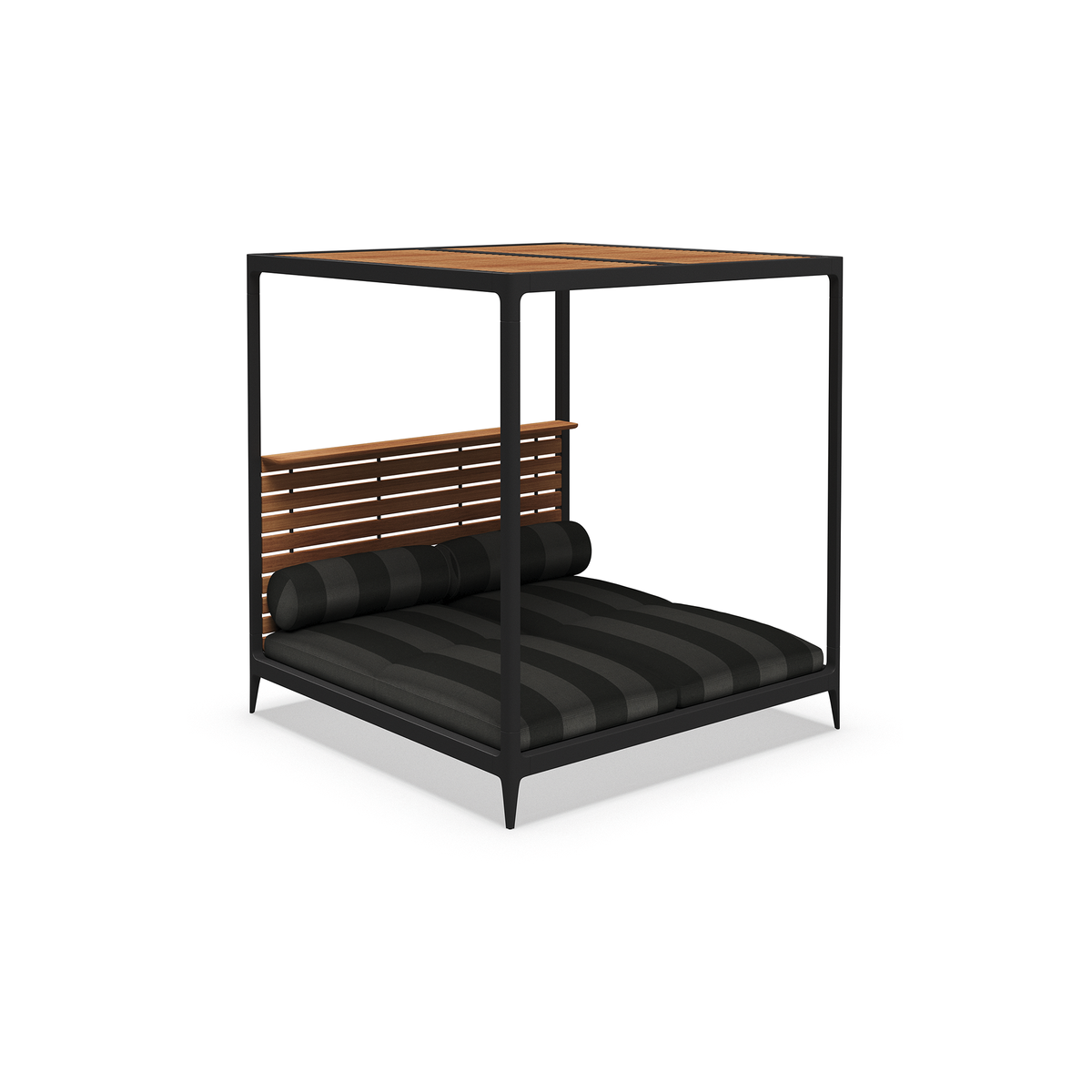 Grid Cabana Daybed with Teak Back & Roof