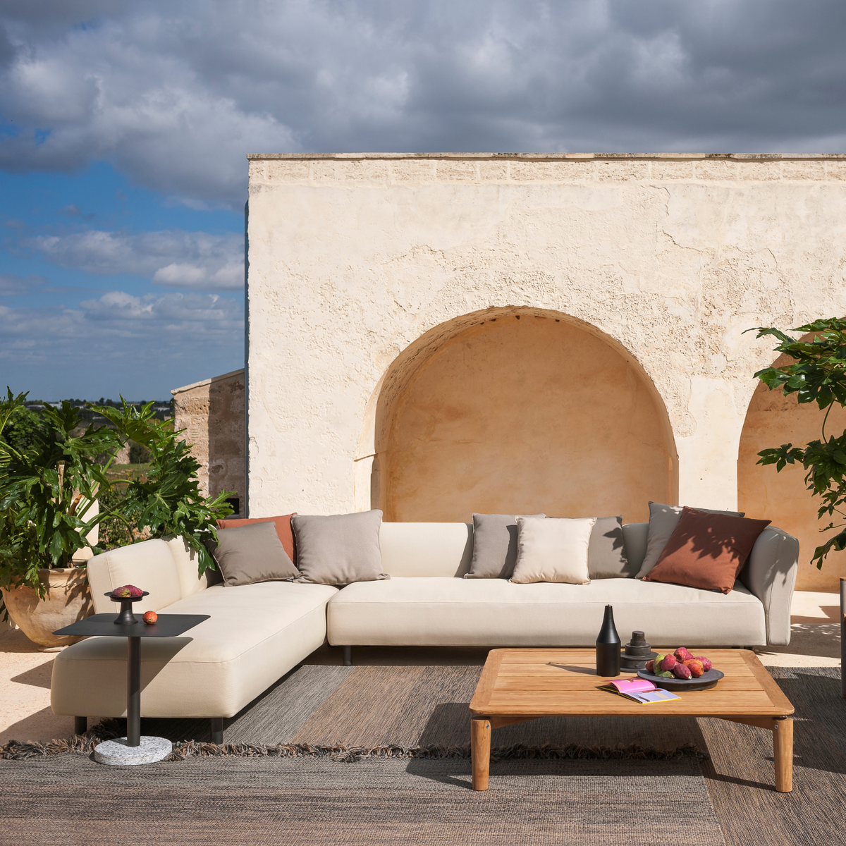 Roda Mamba Sofa Composition 2, large L shaped aluminium outdoor corner sofa with seven backrests
