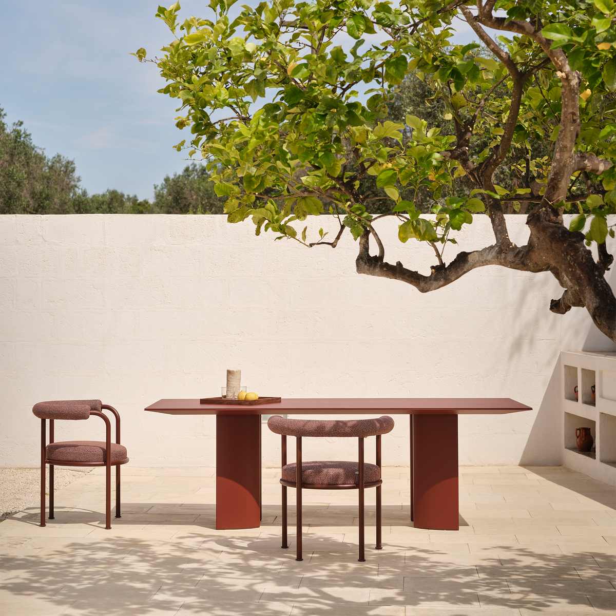 Roe Dining Armchair with Removable Seat and Cylindrical Cushions and Covers