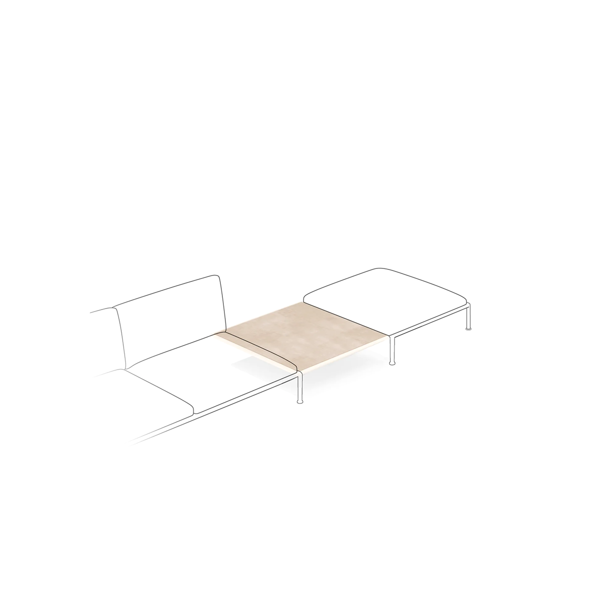 Roe Modular Table without Legs in Porcelain Stoneware Top 96 x 96 x 20 (R1T3G)